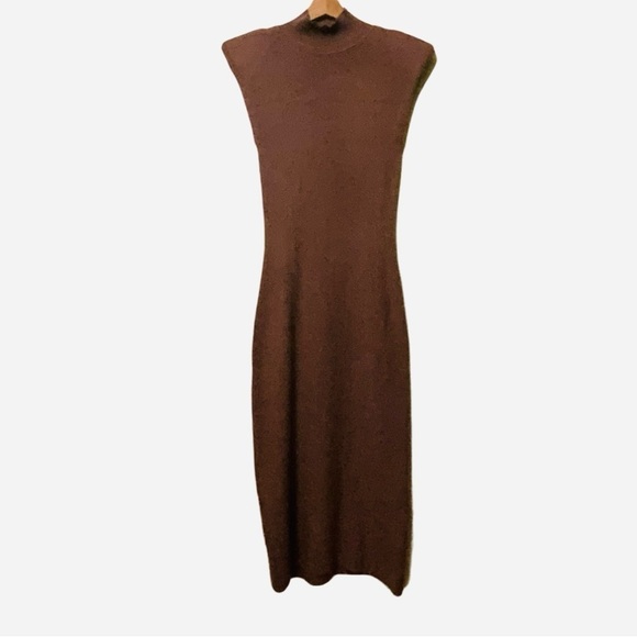 And Now This Dresses & Skirts - “And Now This” Brown Ribbed Turtleneck Sleeveless Sweater Dress
